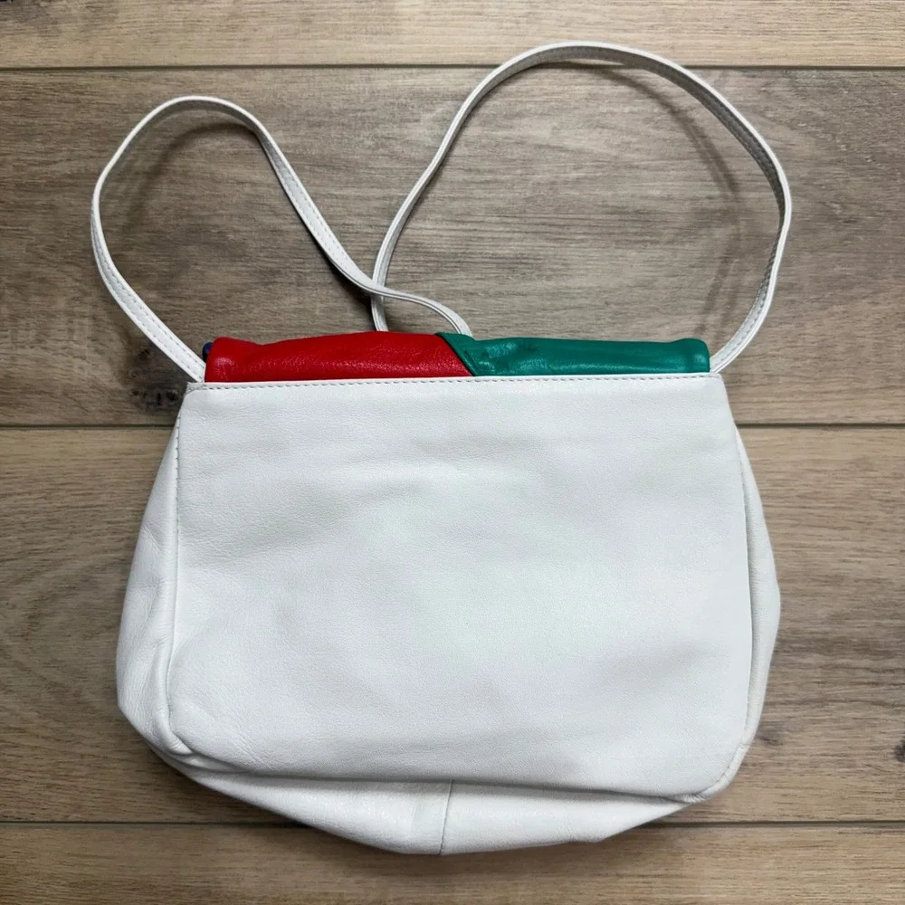 Giani Bernini Vintage Leather Crossbody Bag Multicolor 3D Twee Color Block White - Picture 6 of 9